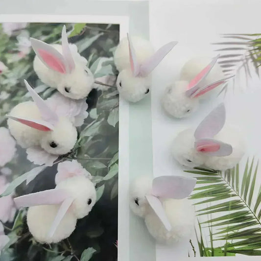 20pcs White Pom Pom Bunny Dolls – Linen Blend Anime Rabbit Figurines for Hair Clips, Easter Decor--Deal Extra-Deal Extra