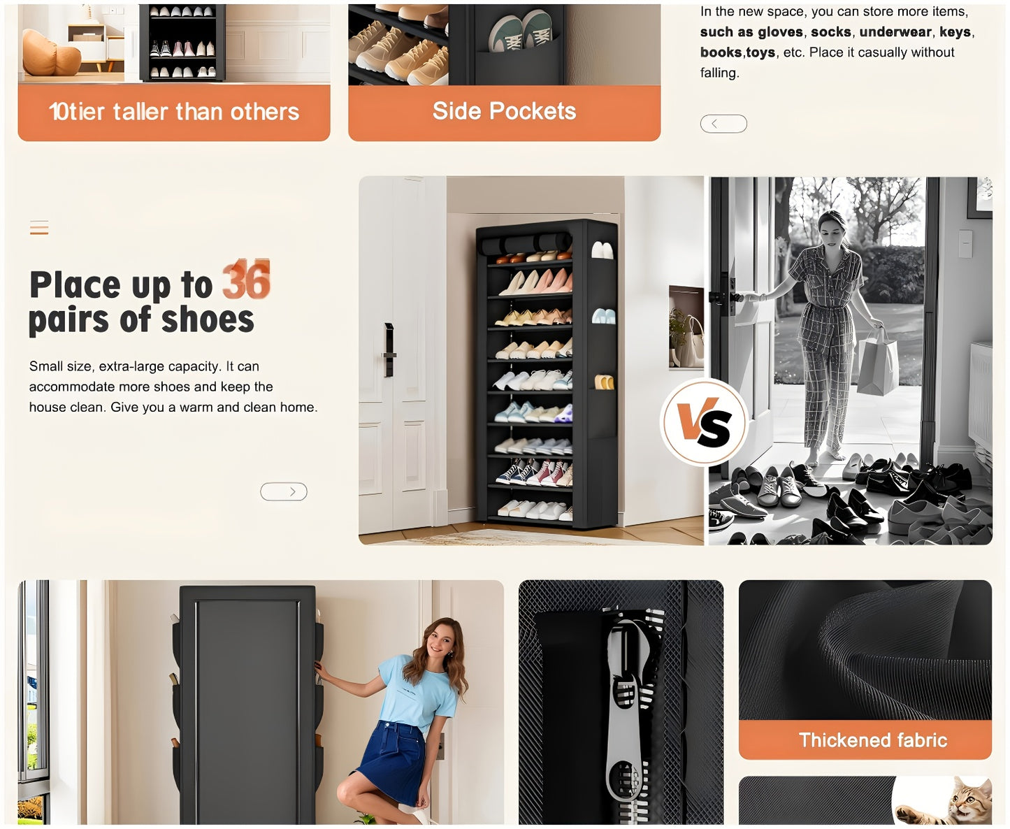 Large Capacity 10-Tier Heavy-Duty Foldable Shoe Rack Suitable for Apartments, Dorms, Living Rooms - Space-Saving Shoe Shelf with Sturdy Metal Frame & Plastic Shelves, Easy Assembly Standing Storage for Home, Gifts for--Deal Extra-Deal Extra