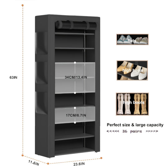 Large Capacity 10-Tier Heavy-Duty Foldable Shoe Rack Suitable for Apartments, Dorms, Living Rooms - Space-Saving Shoe Shelf with Sturdy Metal Frame & Plastic Shelves, Easy Assembly Standing Storage for Home, Gifts for--Deal Extra-Deal Extra