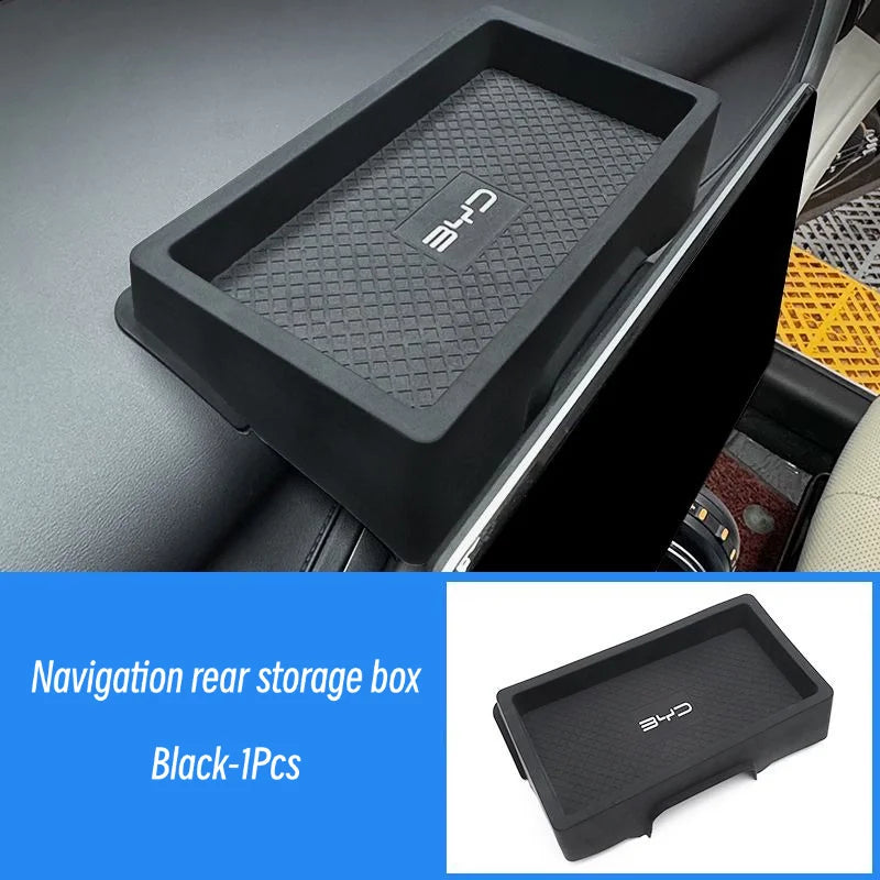 BYD ATTO 3 Yuan Plus Central Console Storage Box – Navigation Screen Organizer Tray 2022-2024 Interior Accessory--Deal Extra-Color Name:BYD09-Black B-Deal Extra