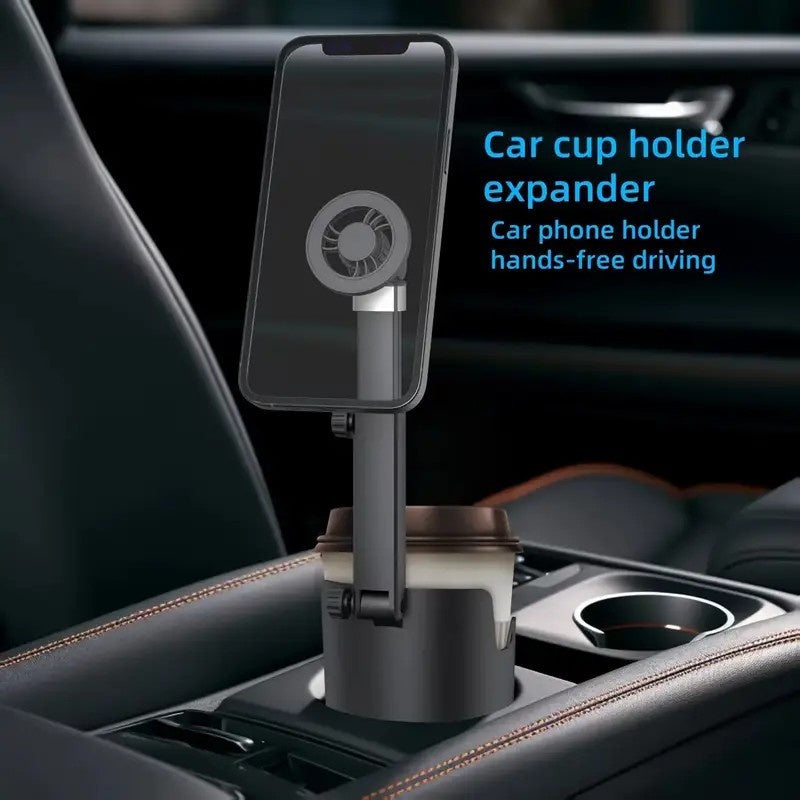 2-In-1 Magnetic Car Cup Holder And Phone Stand - 360-Degree Rotation. Features a Rotating Telescopic Arm, Made of Durable ABS Material, Suitable for Most Vehicles, And Includes 2 Magnetic Stickers for Phones