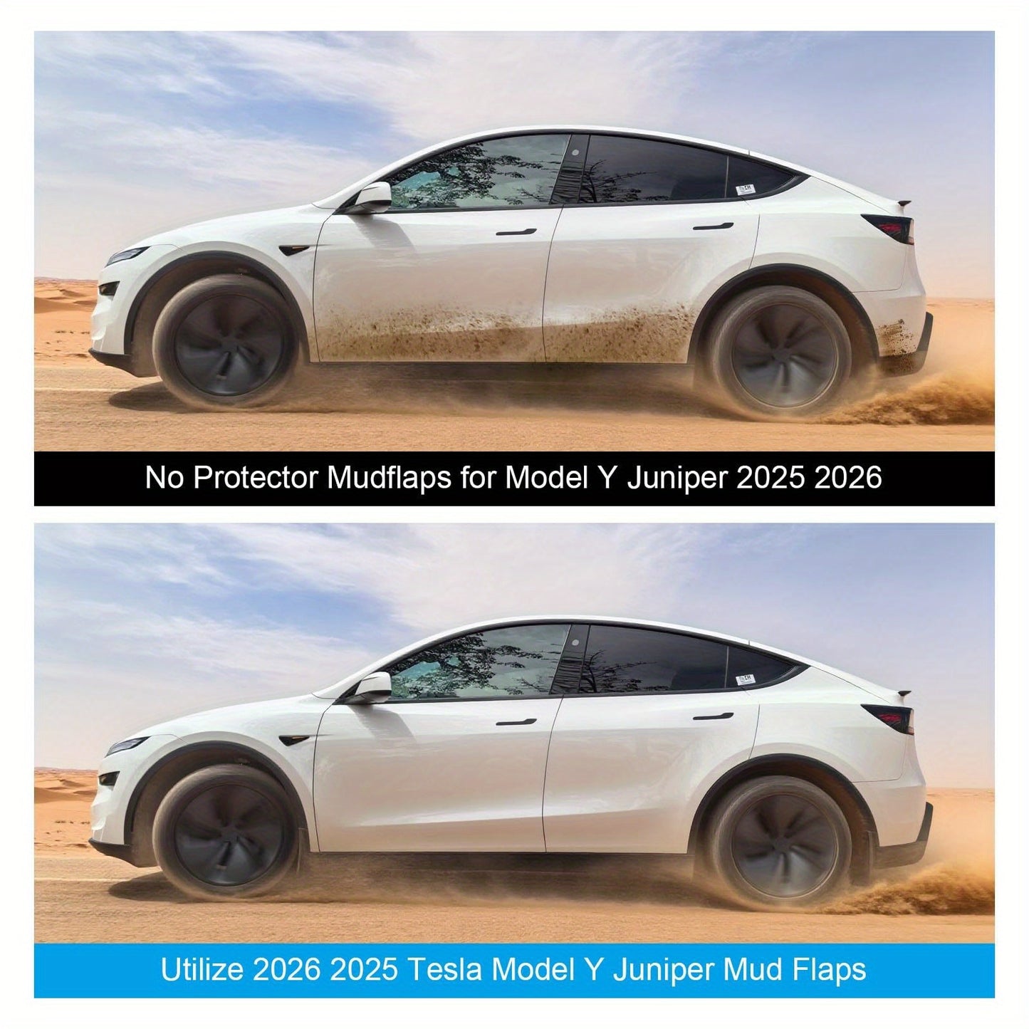 for Tesla for Model Y Juniper 2025-2026 Mud Flaps Set - No-Drill Installation 4pcs Splash Guards, Heavy-Duty All-Season Mud Guard Protectors, Direct-Fit Compatible Paint Protection Fender Upgrade Kit (for Tesla for Model Y Ju