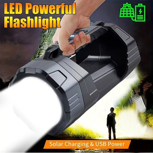 Ultra Bright Solar Outdoor Handheld Light, Multifunctional Rechargeable LED Camping Light, 6 Lighting Modes, Equipped with COB Side Light Flashlight, Outdoor Emergency Power Supply, Very Suitable for Camping, Fishing, Mainten--Deal Extra-Deal Extra