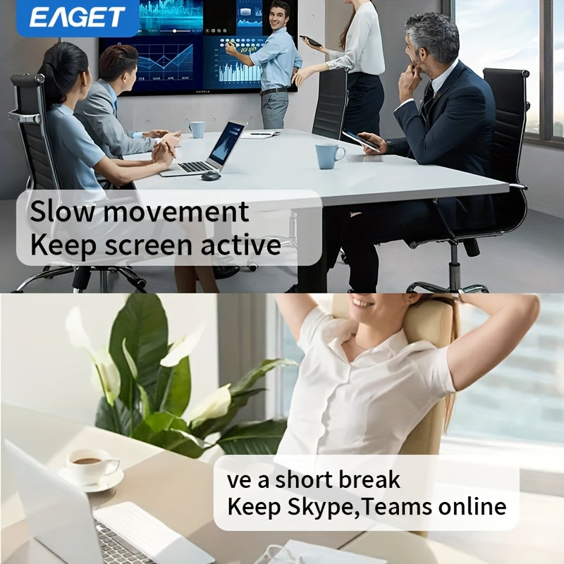 1pc Mouse Tray Invisible 2 in 1 USB-A & Type-C Mouse Mover, Computer USB & Type-C Software, Automatic Mouse Vibrator, No Driver Needed Mouse Movement Simulator Keeps Computer/Laptop Active, Easy to Use