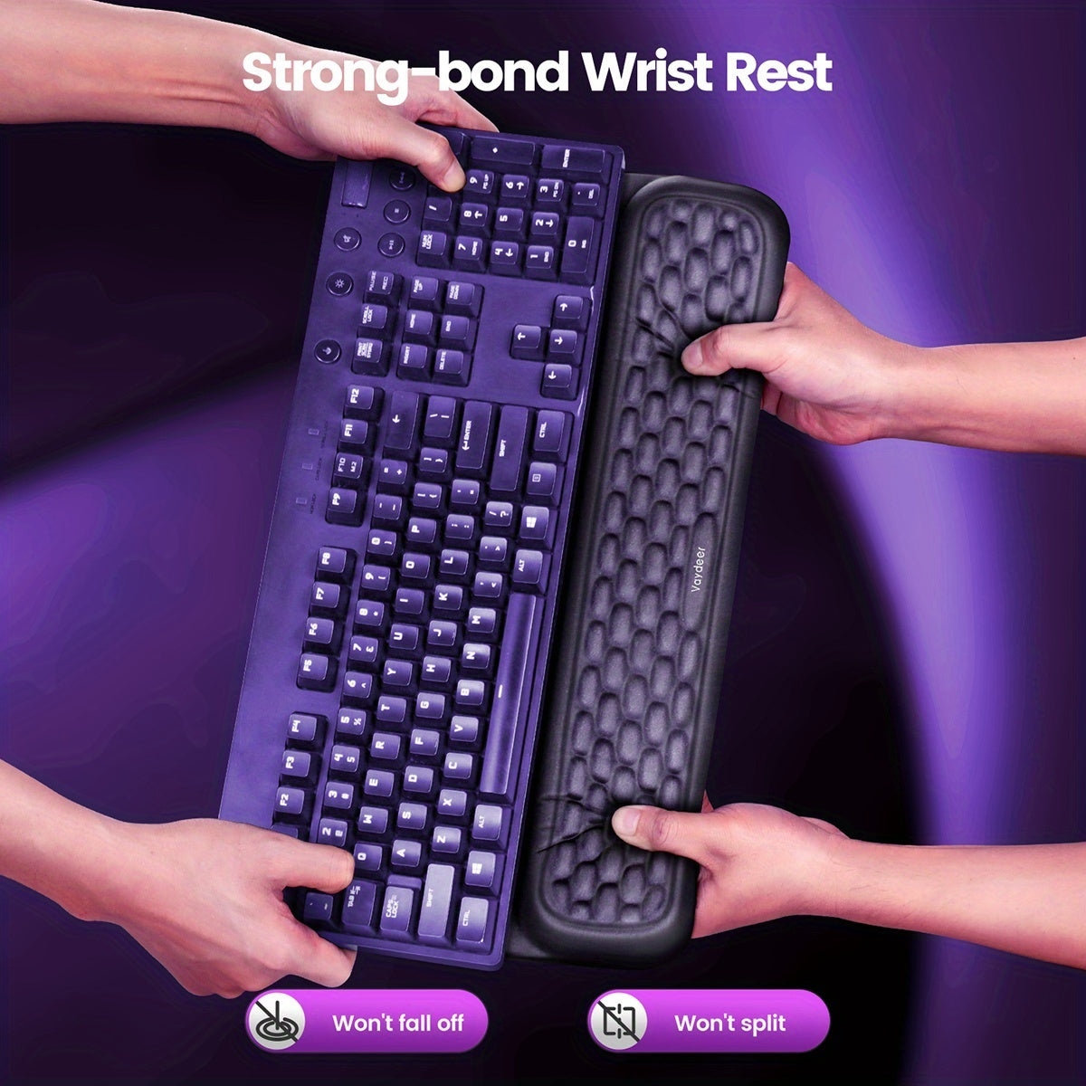 Vaydeer Wrist Rest & Keyboard/ Wrist Support - Non-Slip Smooth, Detachable Pad Suitable for Office, Gaming, Typing - Reduces Wrist Fatigue, Improves Posture &