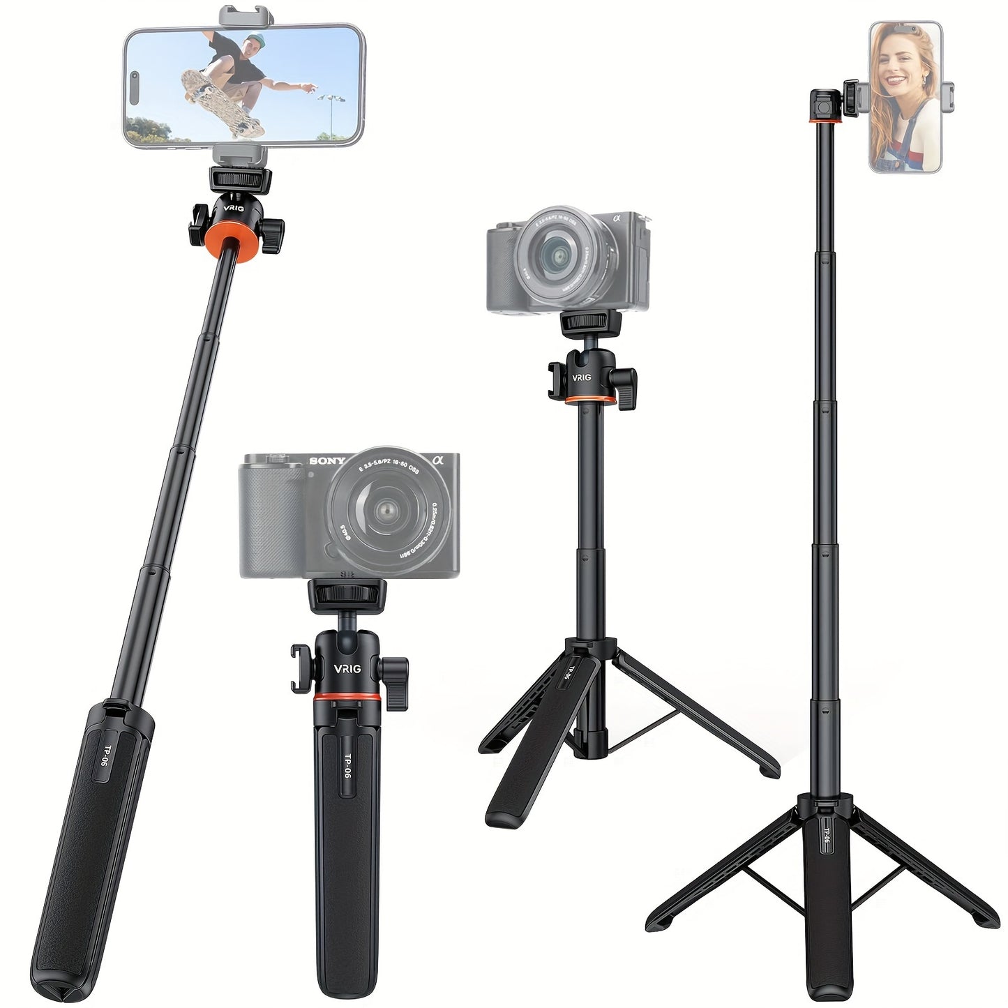 Mini Camera Gimbal Tripod Handheld Photography SLR Micro Single Live Vlog Shoot Small Portable Extension Selfie Stick Desktop Mobile Phone Bracket