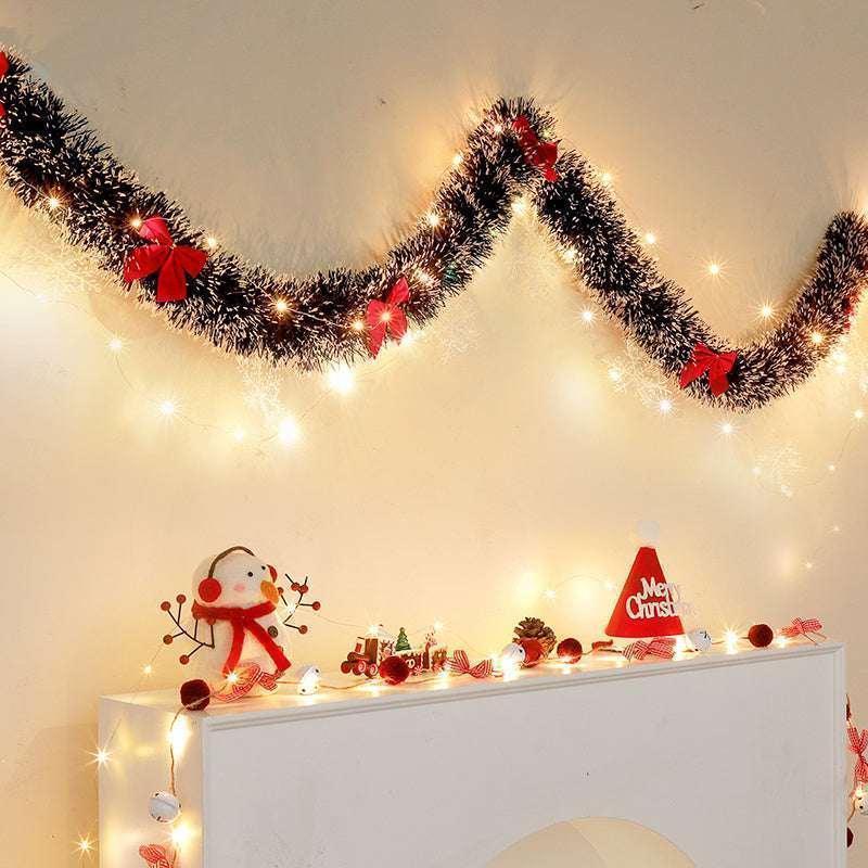 30LED Christmas Tinsel Garland 2 Sets – Battery Powered Metallic Xmas Hanging Decor - Deal Extra