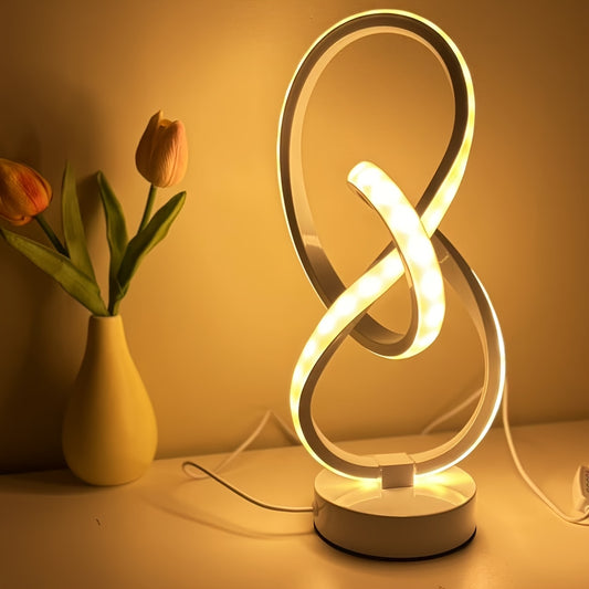 Modern Creative Spiral USB Desk Lamp with Memory Function, 3 Color Temperatures, Plug-in Button Switch - Stylish Black Design for Bedroom, Living Room or Study | Artistic Metal Table Lamp Perfectly Creates a Cozy Ambiance--Deal Extra-Deal Extra