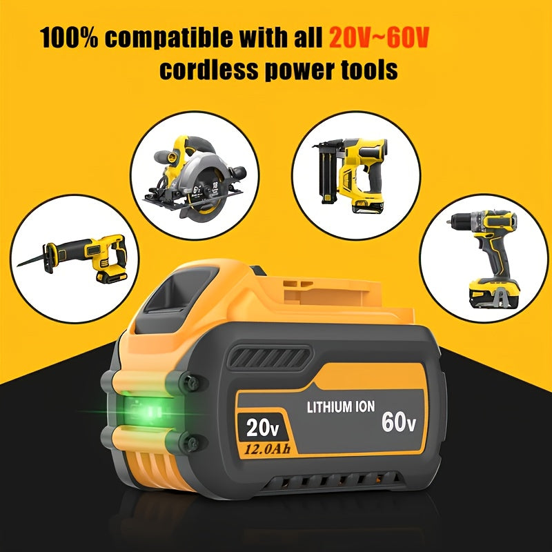 3 PACK 12.0Ah Lithium-ion Battery Replacement for Dewalt 60V DCB606 DCB612 | Compatible with Dewalt 20V/60V MAX Cordless Power Tools, Rechargeable, Plastic and Metal Material--Deal Extra-Deal Extra