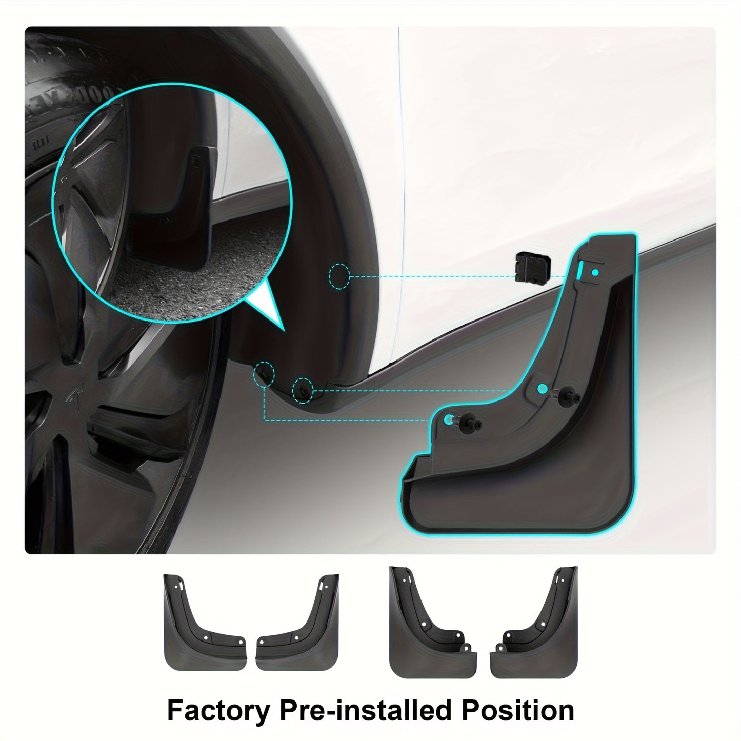 for Tesla for Model Y Juniper 2025-2026 Mud Flaps Set - No-Drill Installation 4pcs Splash Guards, Heavy-Duty All-Season Mud Guard Protectors, Direct-Fit Compatible Paint Protection Fender Upgrade Kit (for Tesla for Model Y Ju