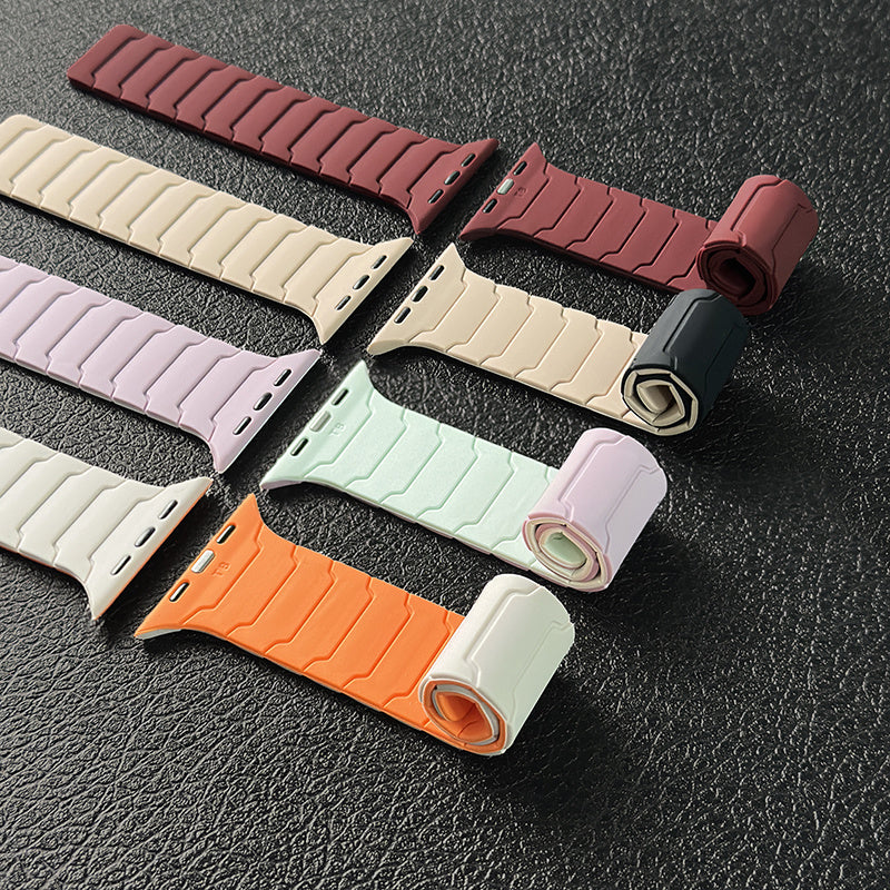 PIKAQ Compatible for Apple Watch Ultra/Series Magnetic, Two-Tone Soft Strap with Magnetic Clasp, Compatible for Apple Watch Ultra 3/2/1 & Series 10/9/8/7/6/5/4/3/2/1/SE - Adjustable Unisex Watch for Men & Women