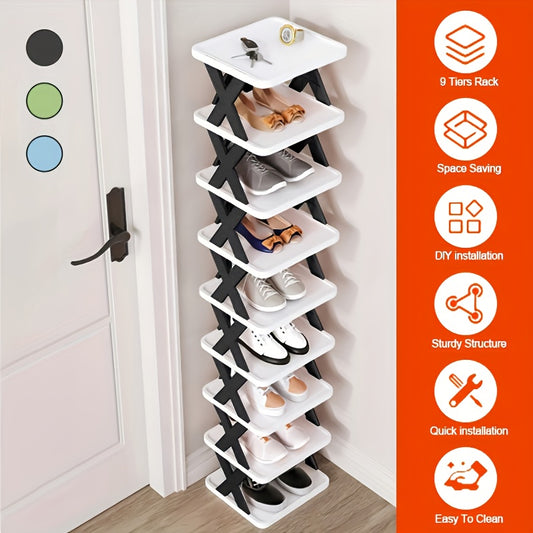 6/9 Layer Plastic Shoe Cabinet Entryway Narrow Rack Organizer