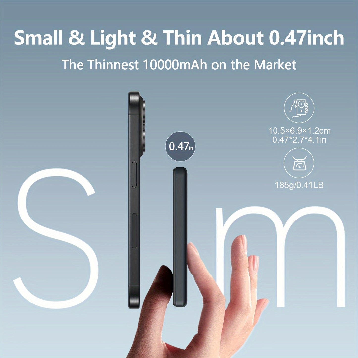 10000mAh Magnetic Power Bank – Ultra-Slim MagSafe Wireless Charger for iPhone 12/13/14/15/16/17 with USB‑C Fast Charging