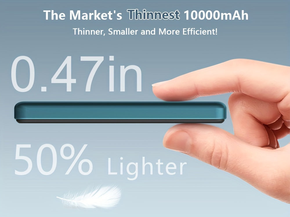 10000mAh Magnetic Power Bank – Ultra-Slim MagSafe Wireless Charger for iPhone 12/13/14/15/16/17 with USB‑C Fast Charging