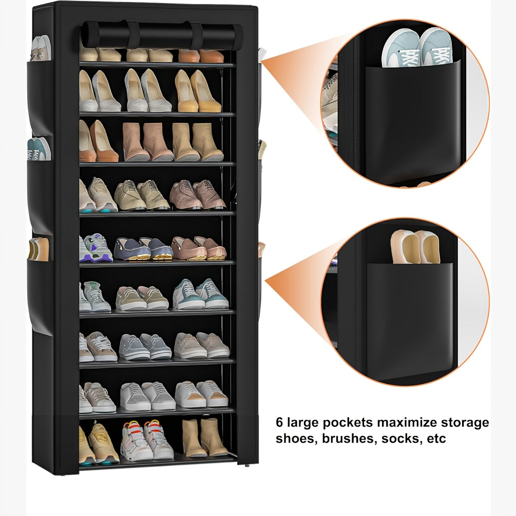 Large Capacity 10-Tier Heavy-Duty Foldable Shoe Rack Suitable for Apartments, Dorms, Living Rooms - Space-Saving Shoe Shelf with Sturdy Metal Frame & Plastic Shelves, Easy Assembly Standing Storage for Home, Gifts for--Deal Extra-Deal Extra