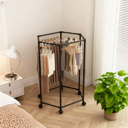 Space-Saving Hexagonal Rotating Drying Rack