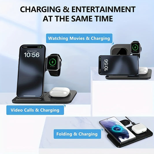 MINGMAI 3-in-1 Wireless Charger iPhone 16-8 Watch AirPods – Foldable USB Stand--Deal Extra-Deal Extra