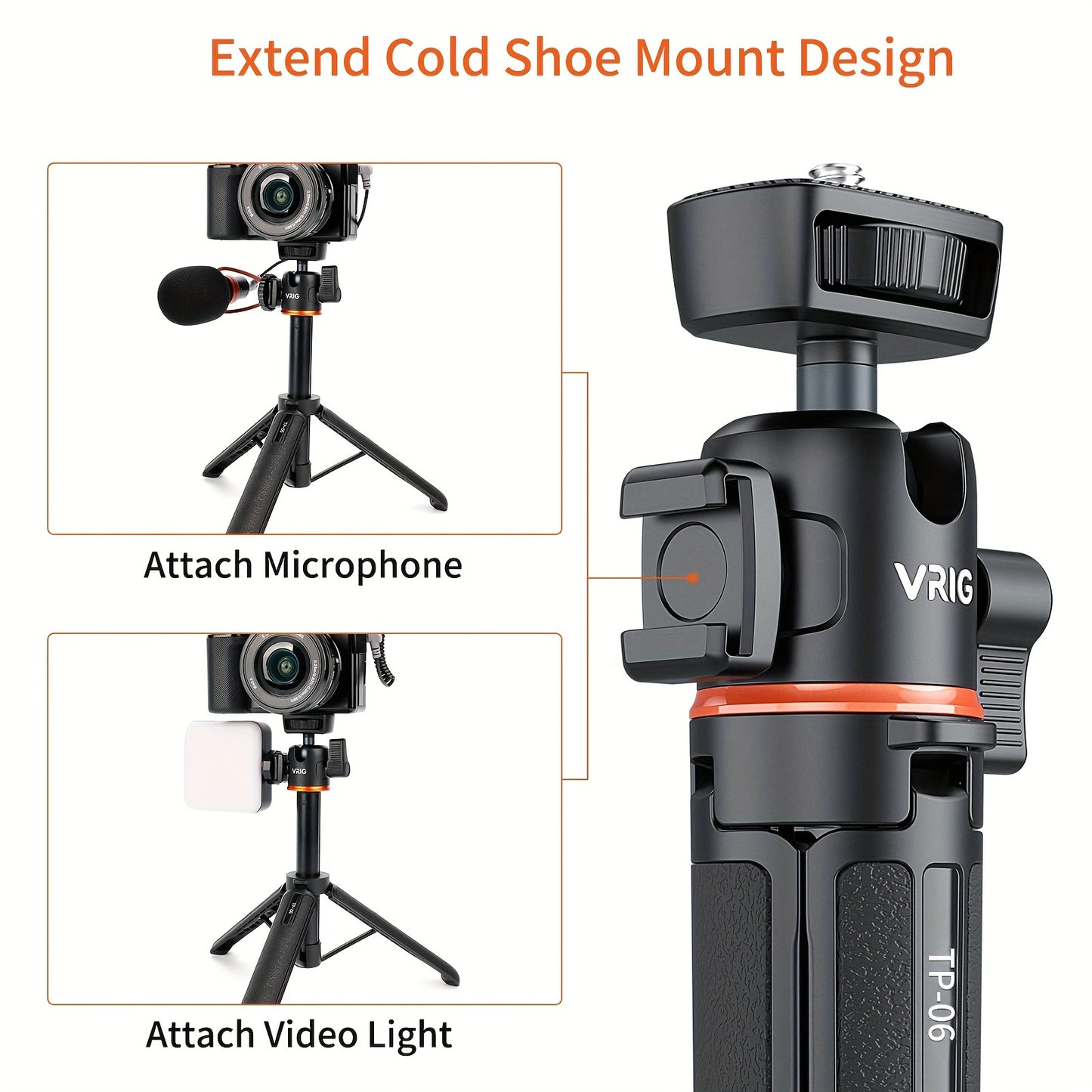 Mini Camera Gimbal Tripod Handheld Photography SLR Micro Single Live Vlog Shoot Small Portable Extension Selfie Stick Desktop Mobile Phone Bracket