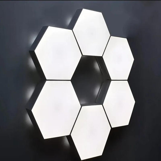 6-Pack Touch Control Hexagonal LED Wall Lights – Neutral White USB Night Lights for Bedroom, Energy Efficient Modular Honeycomb Lamp