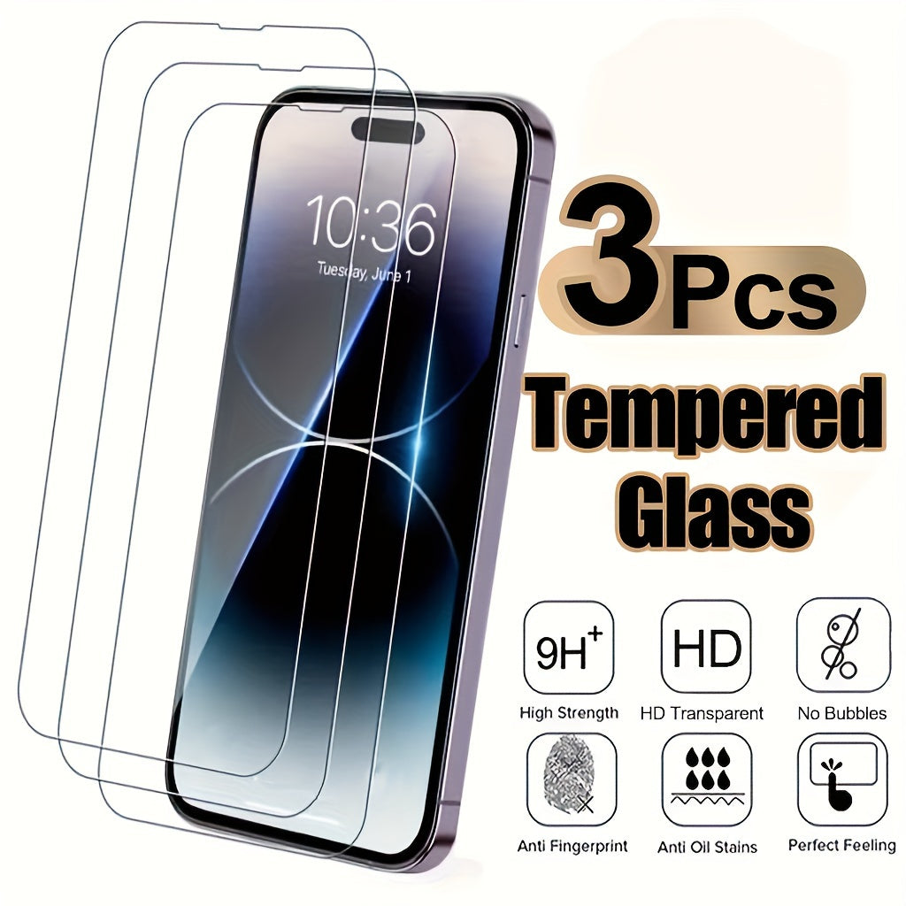 3pcs HD Full Cover Screen Protector For iPhone 17 16 15 Pro Max 17 Air 16e 14 13 12 11 Pro Max 14 15 16 Plus Tempered Glass For iPhone 11 12 13 14 15 16 17 16e Protection Glass--Deal Extra-Compatible Model:IPhone 16 Pro Max-Quantity:3pcs-Deal Extra