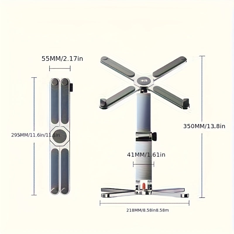 360° Rotating Laptop Stand with Adjustable Height, Foldable Aluminum Alloy Desktop & Gaming Holder for Laptops and Tablets - Portable Swivel Desk Mount