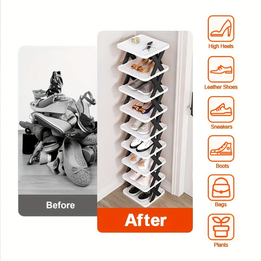 6/9 Layer Plastic Shoe Cabinet Entryway Narrow Rack Organizer