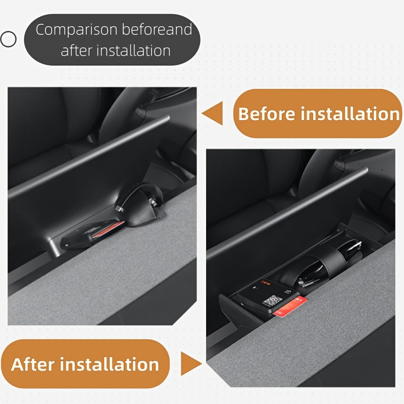 One-Piece Premium Silicone Dashboard Organizer Tray for Tesla Model 3 Highland 2024-2025 and for Model Y Juniper 2025 - ETC Card Slot Storage Box with Tissue Box Holder, Rear Screen Protection Design, Durable  Accessory, Flex