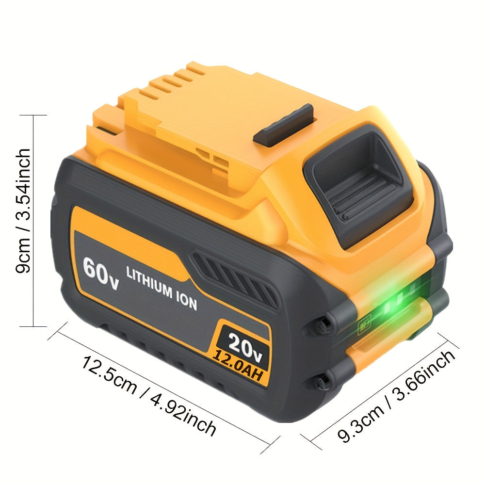3 PACK 12.0Ah Lithium-ion Battery Replacement for Dewalt 60V DCB606 DCB612 | Compatible with Dewalt 20V/60V MAX Cordless Power Tools, Rechargeable, Plastic and Metal Material--Deal Extra-Deal Extra