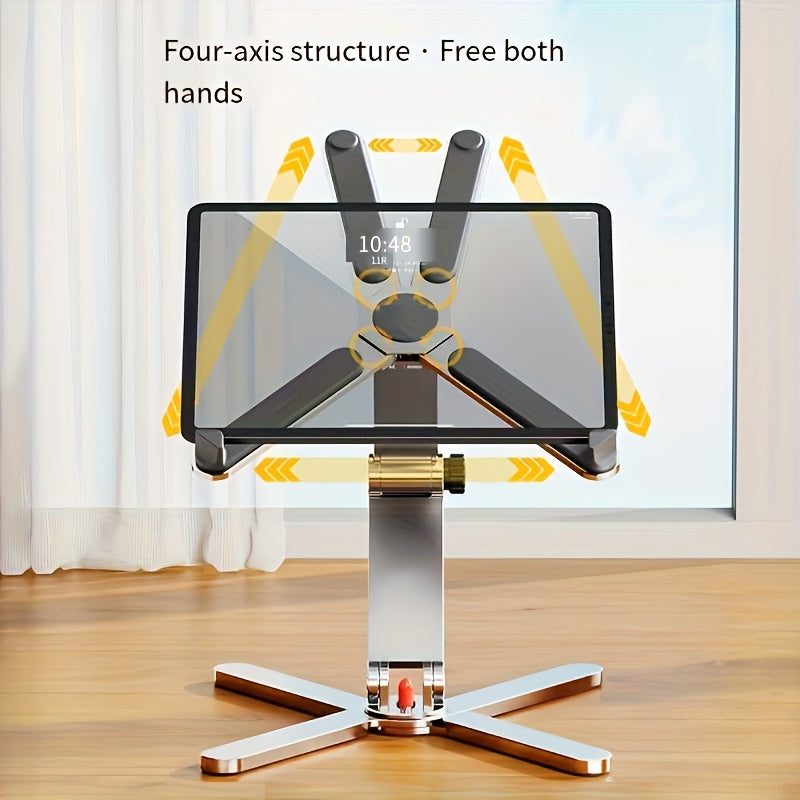 360° Rotating Laptop Stand with Adjustable Height, Foldable Aluminum Alloy Desktop & Gaming Holder for Laptops and Tablets - Portable Swivel Desk Mount