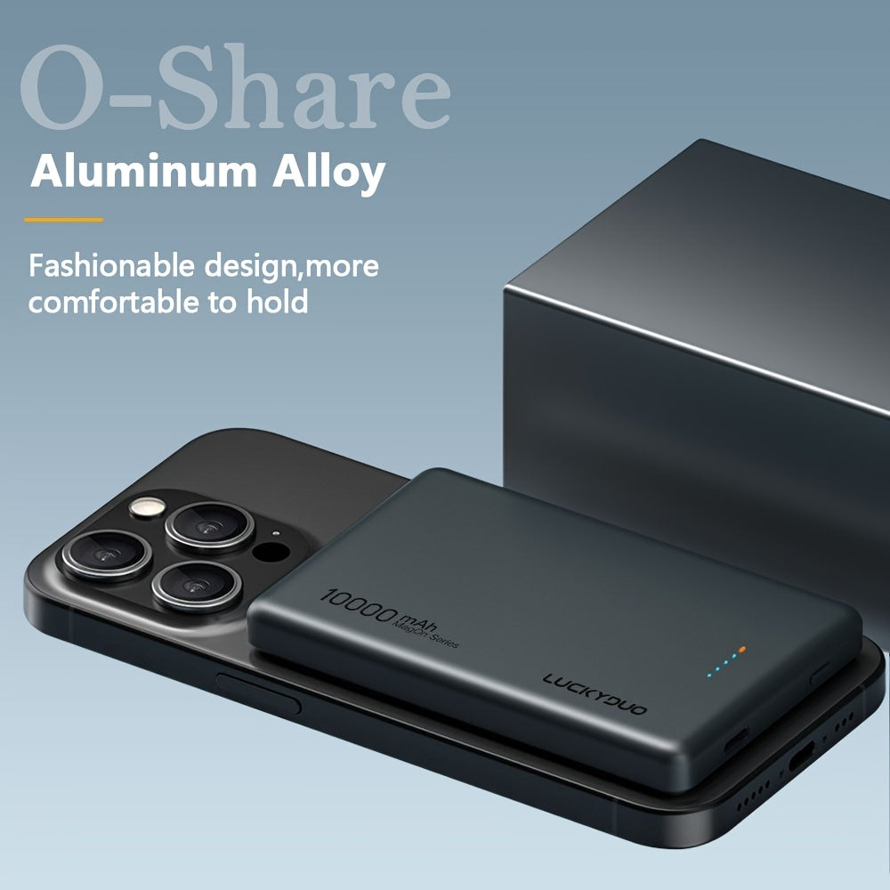 10000mAh Magnetic Power Bank – Ultra-Slim MagSafe Wireless Charger for iPhone 12/13/14/15/16/17 with USB‑C Fast Charging