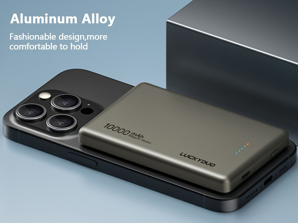 10000mAh Magnetic Power Bank – Ultra-Slim MagSafe Wireless Charger for iPhone 12/13/14/15/16/17 with USB‑C Fast Charging