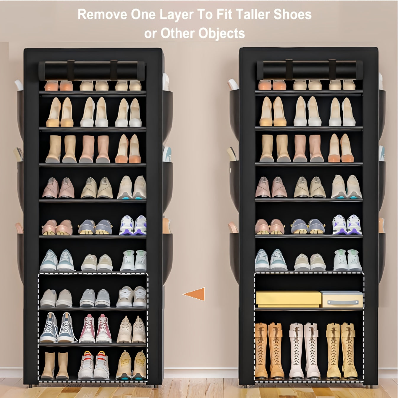 Large Capacity 10-Tier Heavy-Duty Foldable Shoe Rack Suitable for Apartments, Dorms, Living Rooms - Space-Saving Shoe Shelf with Sturdy Metal Frame & Plastic Shelves, Easy Assembly Standing Storage for Home, Gifts for--Deal Extra-Deal Extra