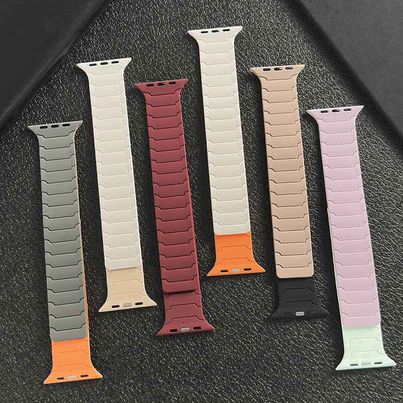 PIKAQ Compatible for Apple Watch Ultra/Series Magnetic, Two-Tone Soft Strap with Magnetic Clasp, Compatible for Apple Watch Ultra 3/2/1 & Series 10/9/8/7/6/5/4/3/2/1/SE - Adjustable Unisex Watch for Men & Women