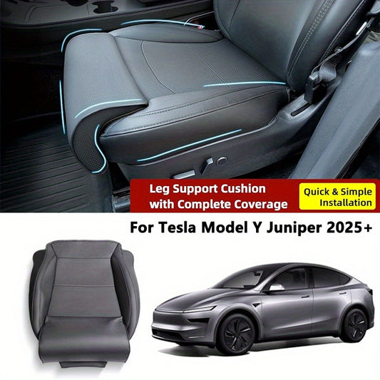 for Tesla for Model Y Juniper 2025-2026 Leg Support Cushion with Complete Coverage, PU Leather Seat Cover Extended Cushion, Seat Leg Rest Driver Memory Foam Leg Pad Cover