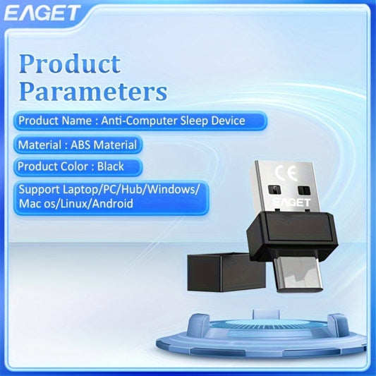 1pc Mouse Tray Invisible 2 in 1 USB-A & Type-C Mouse Mover, Computer USB & Type-C Software, Automatic Mouse Vibrator, No Driver Needed Mouse Movement Simulator Keeps Computer/Laptop Active, Easy to Use