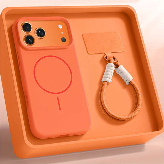 Orange Magnetic Phone Case with Soft Bracelet Strap for iPhone 17 Pro Max, 16, 15, 14, 13, 12, 11 Pro Max, 16 Plus and 15 Plus--Deal Extra-Color:Kumquat-Compatible Model:iPhone 17 Pro Max-Deal Extra
