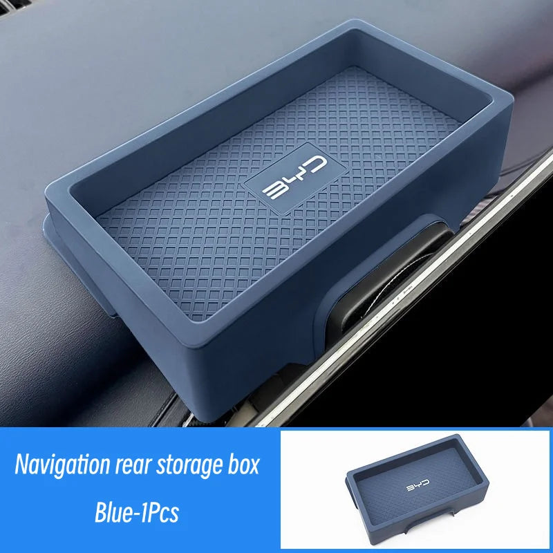 BYD ATTO 3 Yuan Plus Central Console Storage Box – Navigation Screen Organizer Tray 2022-2024 Interior Accessory--Deal Extra-Color Name:BYD09-Blue  B-Deal Extra