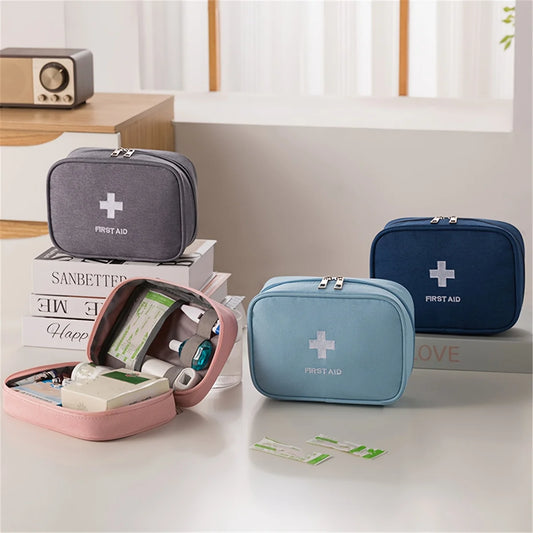 Portable First Aid Kit Bag – Compact Oxford Travel Medicine Organizer Grey Blue--Deal Extra-Deal Extra