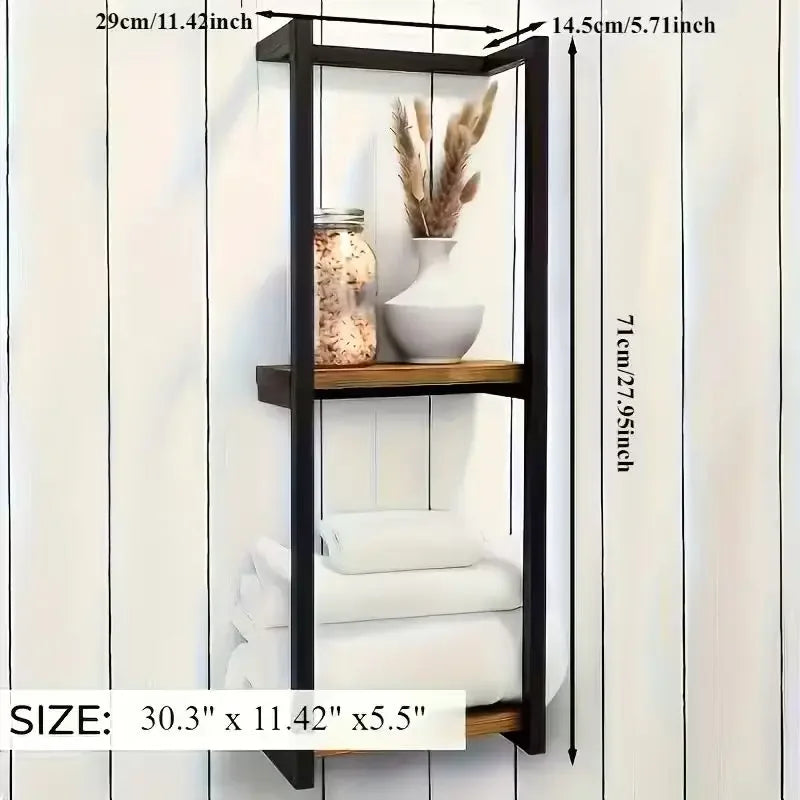 2-Tier Iron Wall Mounted Towel Rack – French Country Bathroom Dual Shelf Storage--Deal Extra-Deal Extra