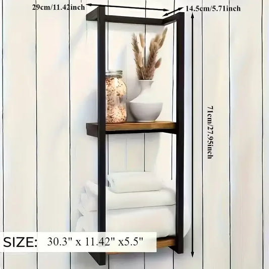 2-Tier Iron Wall Mounted Towel Rack – French Country Bathroom Dual Shelf Storage--Deal Extra-Deal Extra