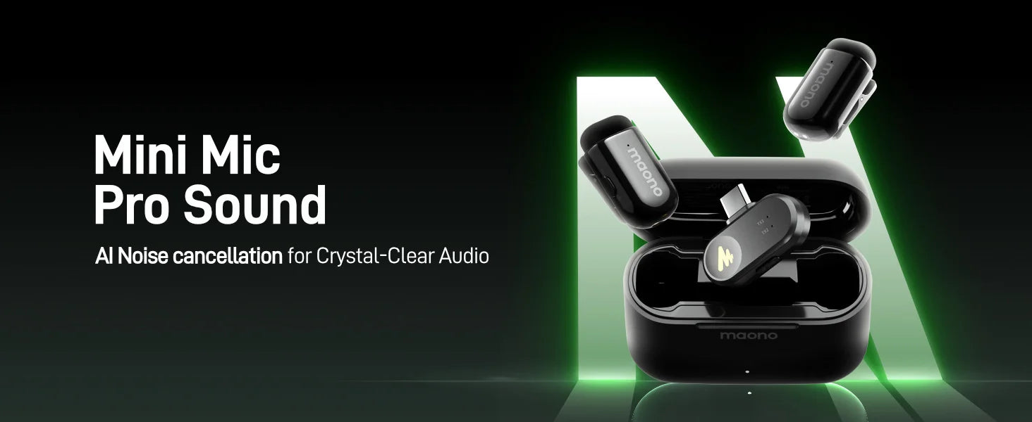 MAONO T1mini Wireless Lav Mic – Noise Cancelling Auto Clip App Control Vlog Phone--Deal Extra-Deal Extra