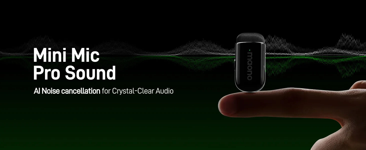 MAONO T1mini Wireless Lav Mic – Noise Cancelling Auto Clip App Control Vlog Phone--Deal Extra-Deal Extra
