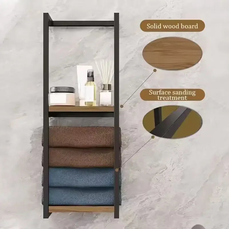 2-Tier Iron Wall Mounted Towel Rack – French Country Bathroom Dual Shelf Storage--Deal Extra-Deal Extra