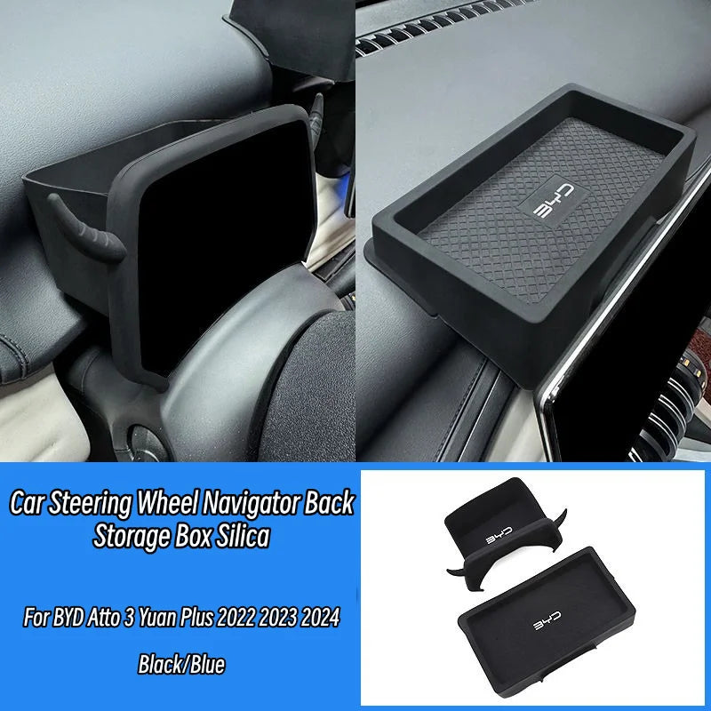 BYD ATTO 3 Yuan Plus Central Console Storage Box – Navigation Screen Organizer Tray 2022-2024 Interior Accessory--Deal Extra-Color Name:BYD09-Black set-Deal Extra