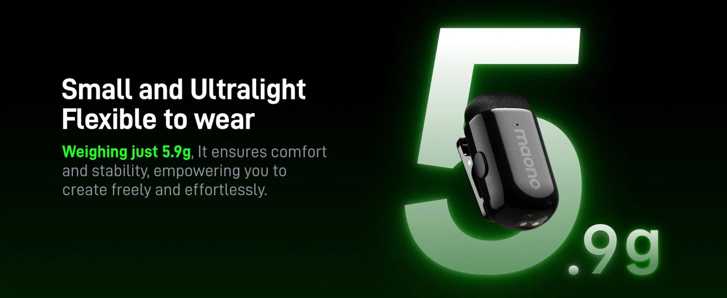 MAONO T1mini Wireless Lav Mic – Noise Cancelling Auto Clip App Control Vlog Phone--Deal Extra-Deal Extra