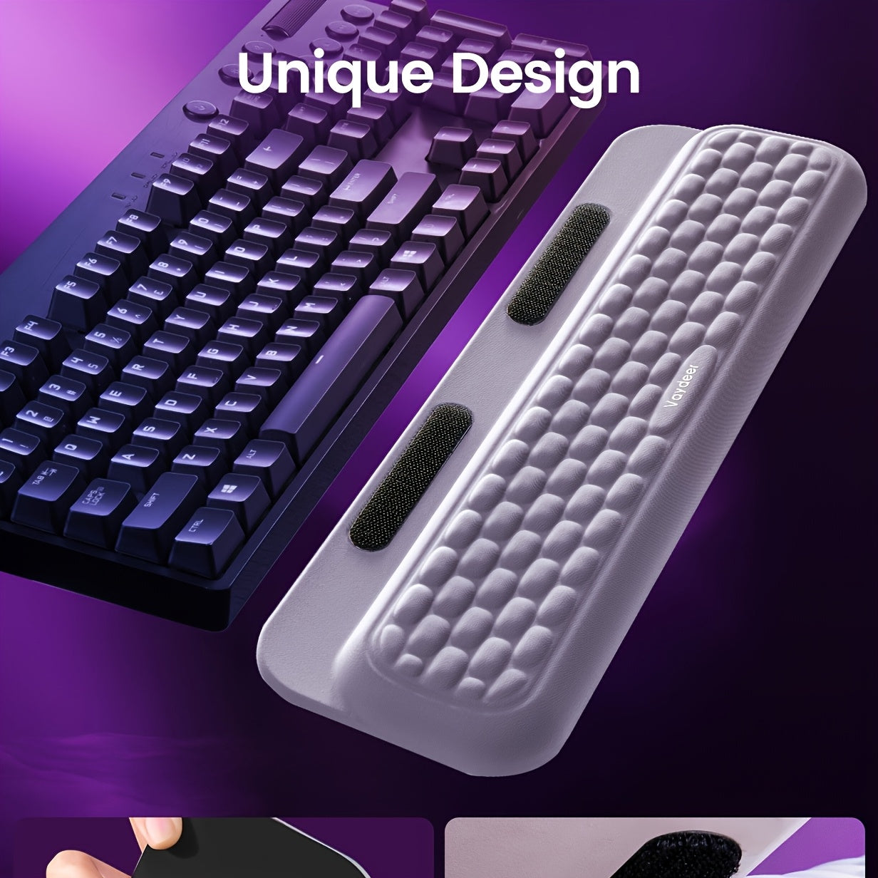 Vaydeer Wrist Rest & Keyboard/ Wrist Support - Non-Slip Smooth, Detachable Pad Suitable for Office, Gaming, Typing - Reduces Wrist Fatigue, Improves Posture &