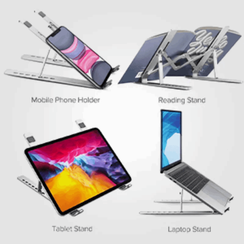 Support ordinateur portable ajustable aluminium – Laptop Stand pliable portable 10-15.6" argent - Deal Extra