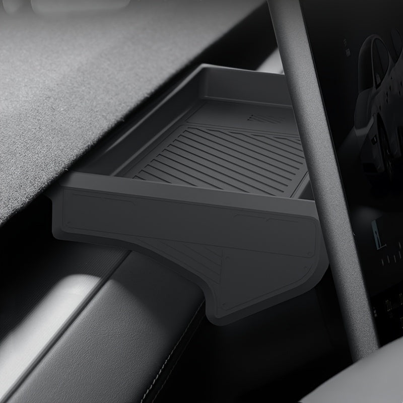 One-Piece Premium Silicone Dashboard Organizer Tray for Tesla Model 3 Highland 2024-2025 and for Model Y Juniper 2025 - ETC Card Slot Storage Box with Tissue Box Holder, Rear Screen Protection Design, Durable  Accessory, Flex