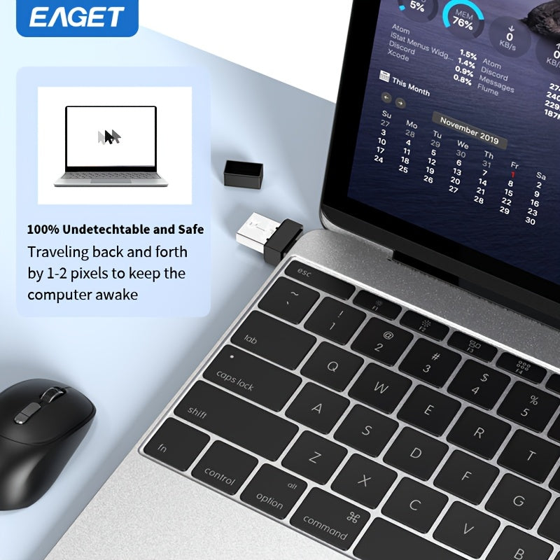 1pc Mouse Tray Invisible 2 in 1 USB-A & Type-C Mouse Mover, Computer USB & Type-C Software, Automatic Mouse Vibrator, No Driver Needed Mouse Movement Simulator Keeps Computer/Laptop Active, Easy to Use