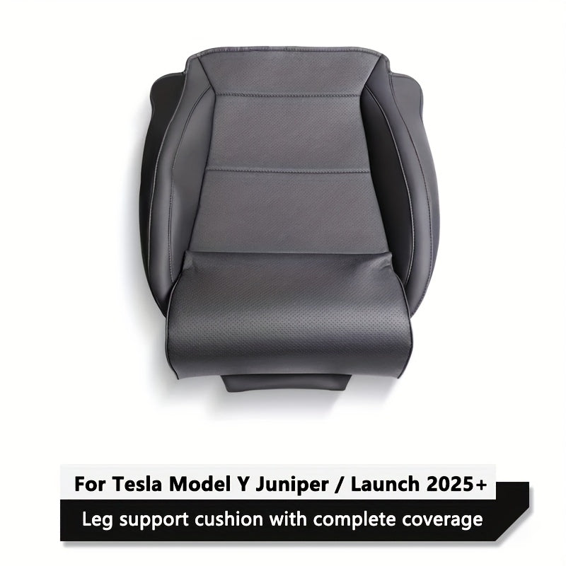 for Tesla for Model Y Juniper 2025-2026 Leg Support Cushion with Complete Coverage, PU Leather Seat Cover Extended Cushion, Seat Leg Rest Driver Memory Foam Leg Pad Cover